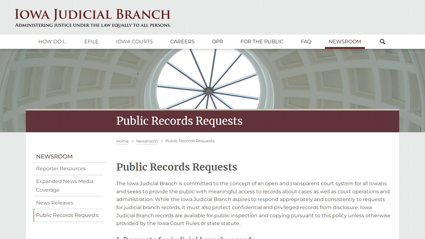 Public Records Requests | Iowa Judicial Branch